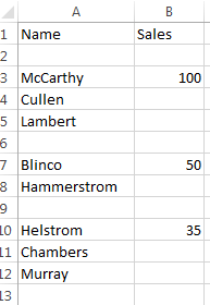 Excel datasheet